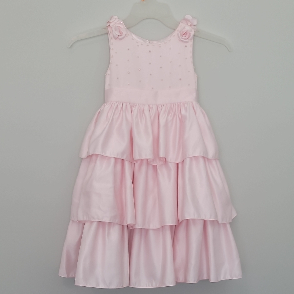 Elegant Pink Layered Kids Dress